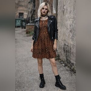 NEW Women's Leopard Print A-Line Dress - Brown